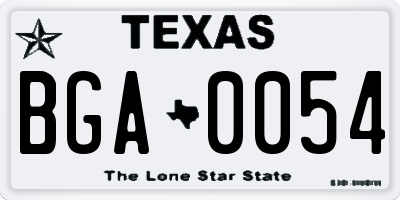 TX license plate BGA0054