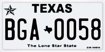 TX license plate BGA0058