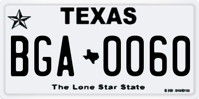 TX license plate BGA0060
