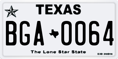 TX license plate BGA0064