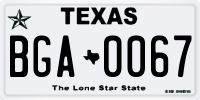 TX license plate BGA0067