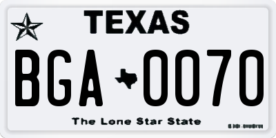 TX license plate BGA0070