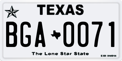 TX license plate BGA0071