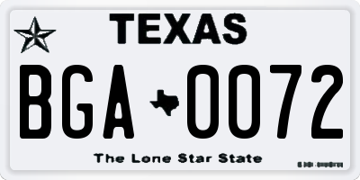 TX license plate BGA0072