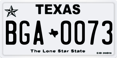 TX license plate BGA0073