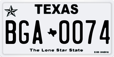 TX license plate BGA0074