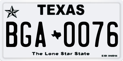 TX license plate BGA0076