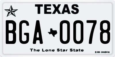 TX license plate BGA0078
