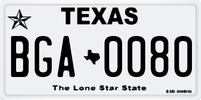 TX license plate BGA0080