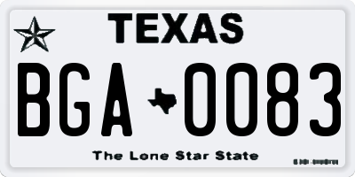 TX license plate BGA0083