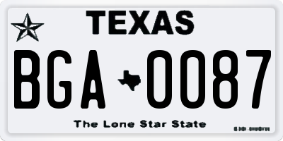 TX license plate BGA0087