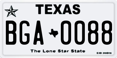 TX license plate BGA0088