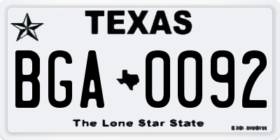 TX license plate BGA0092