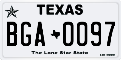 TX license plate BGA0097