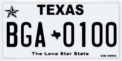 TX license plate BGA0100
