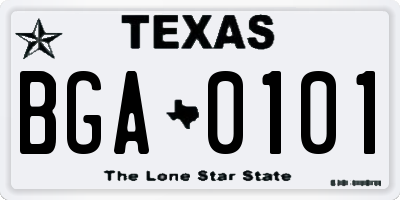 TX license plate BGA0101