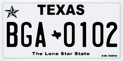 TX license plate BGA0102