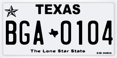 TX license plate BGA0104