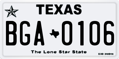 TX license plate BGA0106