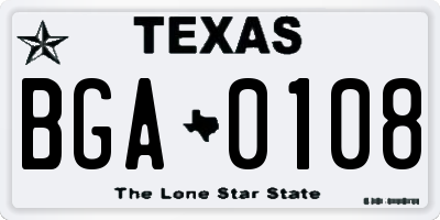 TX license plate BGA0108