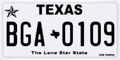 TX license plate BGA0109