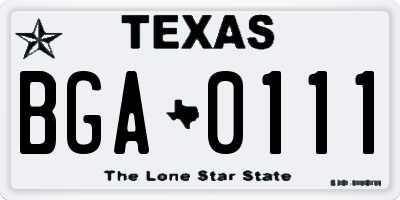 TX license plate BGA0111