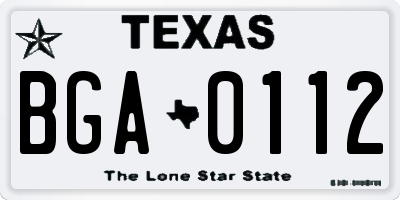 TX license plate BGA0112