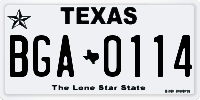 TX license plate BGA0114