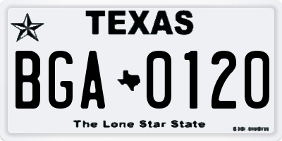 TX license plate BGA0120