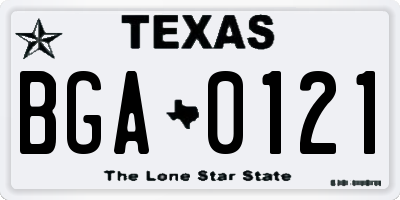 TX license plate BGA0121