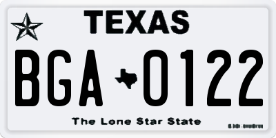 TX license plate BGA0122