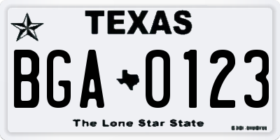 TX license plate BGA0123