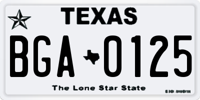 TX license plate BGA0125