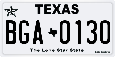 TX license plate BGA0130