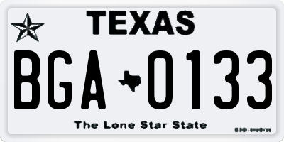 TX license plate BGA0133