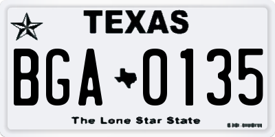 TX license plate BGA0135