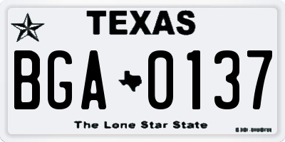 TX license plate BGA0137