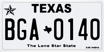 TX license plate BGA0140