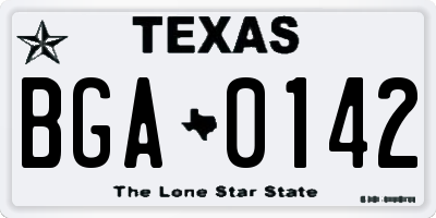TX license plate BGA0142