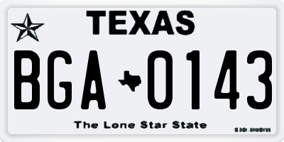 TX license plate BGA0143