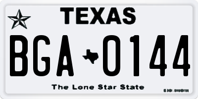 TX license plate BGA0144