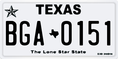 TX license plate BGA0151