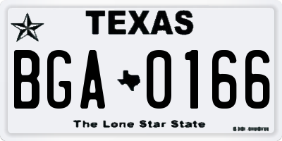 TX license plate BGA0166
