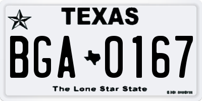 TX license plate BGA0167