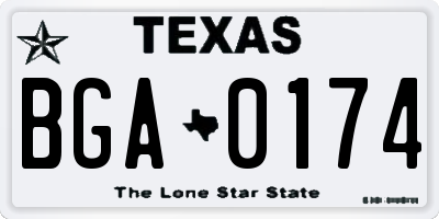 TX license plate BGA0174