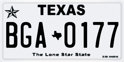 TX license plate BGA0177