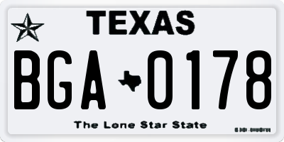 TX license plate BGA0178