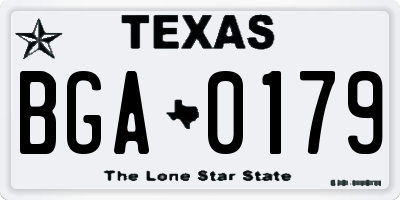 TX license plate BGA0179