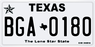 TX license plate BGA0180