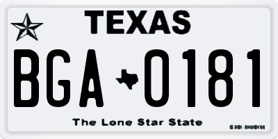 TX license plate BGA0181